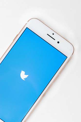 mobile phone gold Apple iPhone 6s displaying Twitter logo electronics
